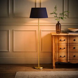 Valuelights Charles Gold Floor Lamp With Navy Tapered Shade - thumbnail 5