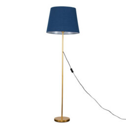 Valuelights Charles Gold Floor Lamp With Navy Tapered Shade - thumbnail 1