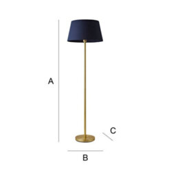 Valuelights Charles Gold Floor Lamp With Navy Tapered Shade - thumbnail 8