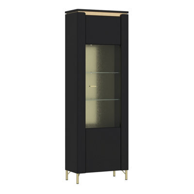 Furniture To Go Genoa Vitrin 1 Door In Black Matt/gold - image 1