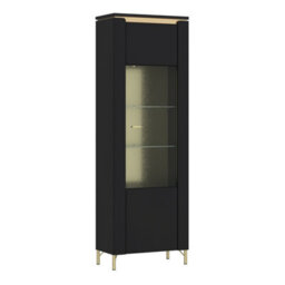 Furniture To Go Genoa Vitrin 1 Door In Black Matt/gold - thumbnail 1