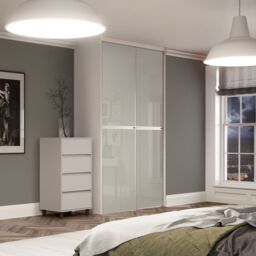 Spacepro Minimalist Mirror Panelled Non-Mirrored Matt Arctic White 2 Door Sliding Wardrobe Door Kit (H)2220mm (W)1200mm - thumbnail 3