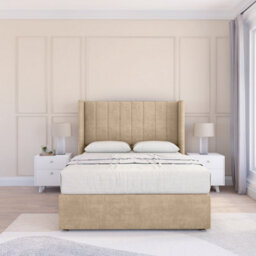 "Sloomy 5Ft Falcon Coniston Almond Memory Foam Bed Set With 2 Drawers, Mattress & 54"" Wingback Headboard - King" - thumbnail 2