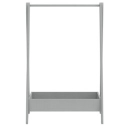 Urbn-Living Urbnliving 99Cm Height Kids Grey Wooden Hanging Dress Up Clothes Rail Rack Display Stand Extra Storage Shelf