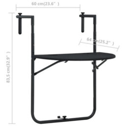 Berkfield Hanging Balcony Table Black 60X64X83.5 Cm Plastic Rattan Look - thumbnail 9