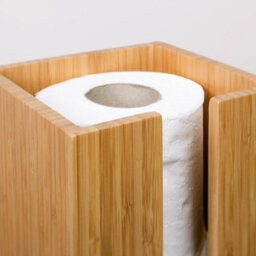 EHC Woodluv Toilet Roll Holder Stand, Free-Standing Toilet Paper Storage Holder, Square Toilet Paper Loo Roll Holder Stand - thumbnail 4