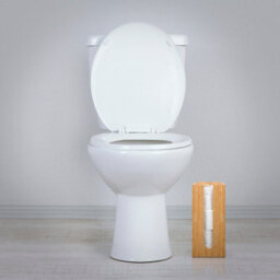 EHC Woodluv Toilet Roll Holder Stand, Free-Standing Toilet Paper Storage Holder, Square Toilet Paper Loo Roll Holder Stand - thumbnail 3