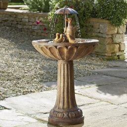 Duck Family Solar Powered Fountain - Weather Resistant Bird Bath Style Bronze Effect Garden Water Feature - H84 X 48Cm Diameter - thumbnail 5