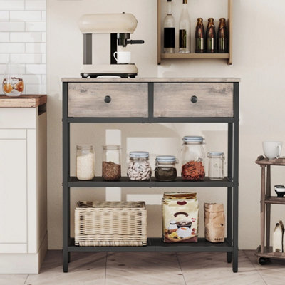 Greige Hallway Console Sofa Side Table With 2 Non-Woven Drawers - image 1