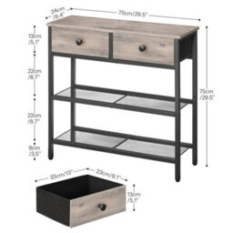 Greige Hallway Console Sofa Side Table With 2 Non-Woven Drawers - thumbnail 2