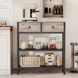 Greige Hallway Console Sofa Side Table With 2 Non-Woven Drawers - thumbnail 1