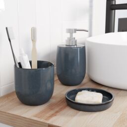 GoodHome Boann Gloss Blue Reactive Glaze Effect Ceramic Freestanding Soap Dispenser - thumbnail 5