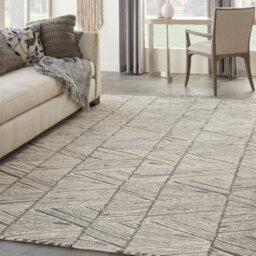 Grey White Handmade Wool ,abstract Geometric Easy To Clean Rug For Bedroom & Living Room-114Cm X 175Cm - thumbnail 2