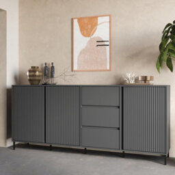 Furniture To Go Avenale Sideboard 3 Door 3 Drawer In Anthracite - thumbnail 4