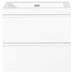 Wyld And Coco Nova Wall-Mounted Vanity Unit With Integrated Resin Basin, White Melamine Mdf, 2 Drawers, 60X46 Cm - thumbnail 5