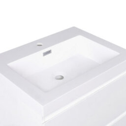 Wyld And Coco Nova Wall-Mounted Vanity Unit With Integrated Resin Basin, White Melamine Mdf, 2 Drawers, 60X46 Cm - thumbnail 6
