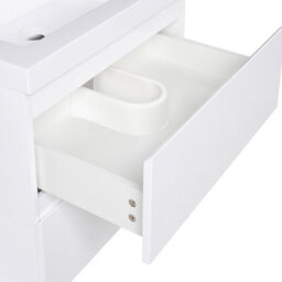 Wyld And Coco Nova Wall-Mounted Vanity Unit With Integrated Resin Basin, White Melamine Mdf, 2 Drawers, 60X46 Cm - thumbnail 7