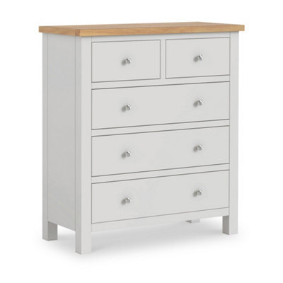 Farro Grey Xl 2 Over 3 Chest Of Drawers Fully Assembled - Painted With Oak Top By Roseland Furniture - image 1