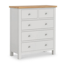Farro Grey Xl 2 Over 3 Chest Of Drawers Fully Assembled - Painted With Oak Top By Roseland Furniture - thumbnail 2