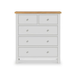Farro Grey Xl 2 Over 3 Chest Of Drawers Fully Assembled - Painted With Oak Top By Roseland Furniture - thumbnail 4