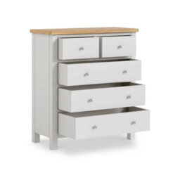 Farro Grey Xl 2 Over 3 Chest Of Drawers Fully Assembled - Painted With Oak Top By Roseland Furniture - thumbnail 5