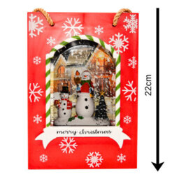 Snowtime 22Cm Water Gift Bag Snowman Led Glitter Light Up Christmas Decoration - thumbnail 9