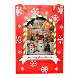 Snowtime 22Cm Water Gift Bag Snowman Led Glitter Light Up Christmas Decoration - thumbnail 1