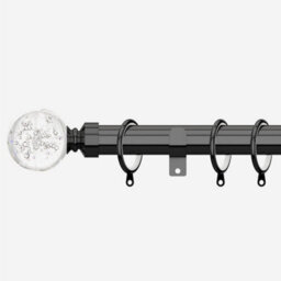 Black Nickel 28mm Glass Bubbles Fixed Length Metal Curtain Pole  150Cm - thumbnail 1
