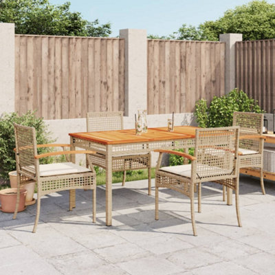 Berkfield 5 Piece Garden Dining Set With Cushions Beige Poly Rattan - image 1