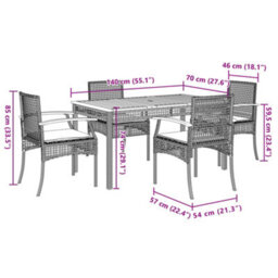 Berkfield 5 Piece Garden Dining Set With Cushions Beige Poly Rattan - thumbnail 8