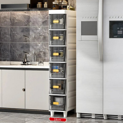 6 Tier Grey Slim Storage Cabinet Narrow Slide Out Drawers Bathroom Kitchen Gap Storage Unit - image 1