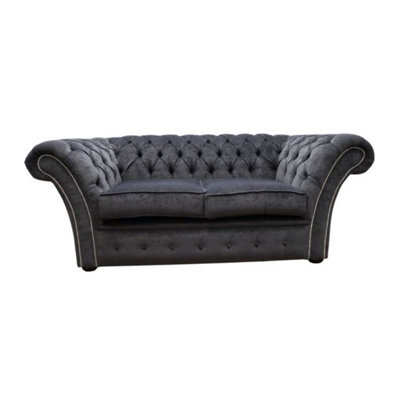 Chesterfield 2 Seater Pimlico Carbon Grey Fabric Sofa Settee Bespoke In Balmoral Style - image 1