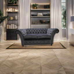 Chesterfield 2 Seater Pimlico Carbon Grey Fabric Sofa Settee Bespoke In Balmoral Style - thumbnail 5