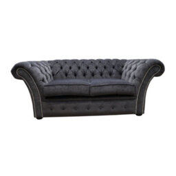Chesterfield 2 Seater Pimlico Carbon Grey Fabric Sofa Settee Bespoke In Balmoral Style - thumbnail 1