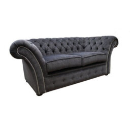 Chesterfield 2 Seater Pimlico Carbon Grey Fabric Sofa Settee Bespoke In Balmoral Style - thumbnail 2