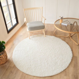 Livabliss Round Moda Shaggy-Solid Color Cream Plush Soft Pile Living Bedroom Rug 120 X 120 Cm Easy Care, Non Shedding - thumbnail 2