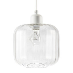 Happy Homewares Contemporary Transparent Glass Wide Ribbed Square Pendant Light Shade - thumbnail 4