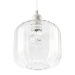 Happy Homewares Contemporary Transparent Glass Wide Ribbed Square Pendant Light Shade - thumbnail 5