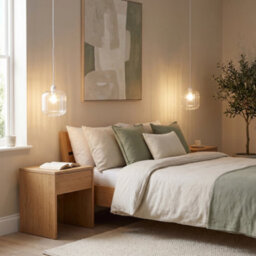 Happy Homewares Contemporary Transparent Glass Wide Ribbed Square Pendant Light Shade - thumbnail 6