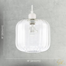 Happy Homewares Contemporary Transparent Glass Wide Ribbed Square Pendant Light Shade - thumbnail 7