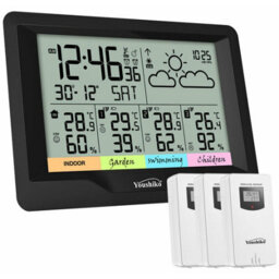 Youshiko Yc9333 (Official 2023 Uk Version), With 3 X Wireless Sensors Weather Station, Radio Controlled Clock - thumbnail 1