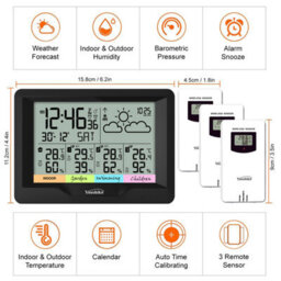 Youshiko Yc9333 (Official 2023 Uk Version), With 3 X Wireless Sensors Weather Station, Radio Controlled Clock - thumbnail 2