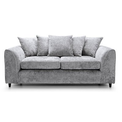 Furnishings For Less UK Monaco Chenille Fabric 3 Seater Sofa Light Grey