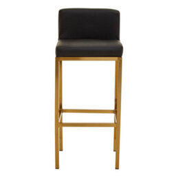 Orsina Black Pu And Gold Finish Bar Chair, Glam Touch Indoor Metal Bar Stool, Footrest Bar Chair - thumbnail 2