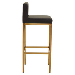 Orsina Black Pu And Gold Finish Bar Chair, Glam Touch Indoor Metal Bar Stool, Footrest Bar Chair - thumbnail 3