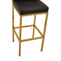Orsina Black Pu And Gold Finish Bar Chair, Glam Touch Indoor Metal Bar Stool, Footrest Bar Chair - thumbnail 7