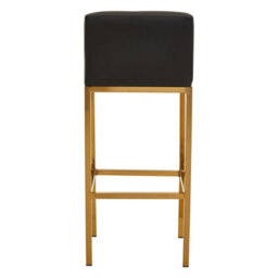 Orsina Black Pu And Gold Finish Bar Chair, Glam Touch Indoor Metal Bar Stool, Footrest Bar Chair - thumbnail 4