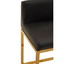 Orsina Black Pu And Gold Finish Bar Chair, Glam Touch Indoor Metal Bar Stool, Footrest Bar Chair - thumbnail 5