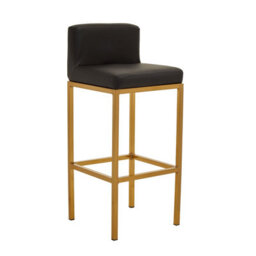Orsina Black Pu And Gold Finish Bar Chair, Glam Touch Indoor Metal Bar Stool, Footrest Bar Chair - thumbnail 9