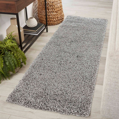 Desire Rugs Plain Living Room Shaggy Area Rugs Grey Runner 60X220 Cm - image 1